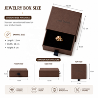 Boîte à bijoux de luxe personnalisée en matériaux recyclés écologiques, gaufrée, pailletée et bronzée, rigide, robuste, faite à la main, style tiroir pour bagues
