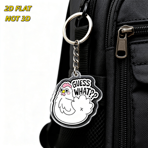 Porte-clés amusant en acrylique « <span class=keywords><strong>Guess</strong></span> What » avec poule et fesses de dessin animé, <span class=keywords><strong>breloque</strong></span> transparente pour clés ou accessoire de sac - Product Image 3