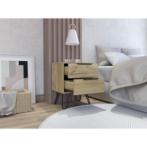 Nuvo Nightstand Two <b>Drawers</b> Hairpin Legs Bedroom <b>Storage</b> - Product Image 5