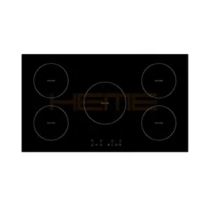 Ev mutfak aletleri paneli yerleşik 5 pişirme bölgeleri CE/CB cam siyah çocuk kilidi ile elektrikli indüksiyon ocak