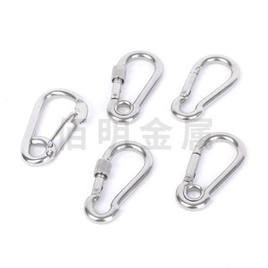 304 Stainless Steel Carabiner <b>Spring</b> Hook Quick-release <b>Clip</b> Buckle For Bags Garment Outdoor Use - Product Image 3