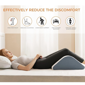 Knee Wedge Pillow Post-Surgery Recovery Leg Elevation Support Memory Foam 100% Polyester Removable Cover Alleviating Lower Back - Product Image 4