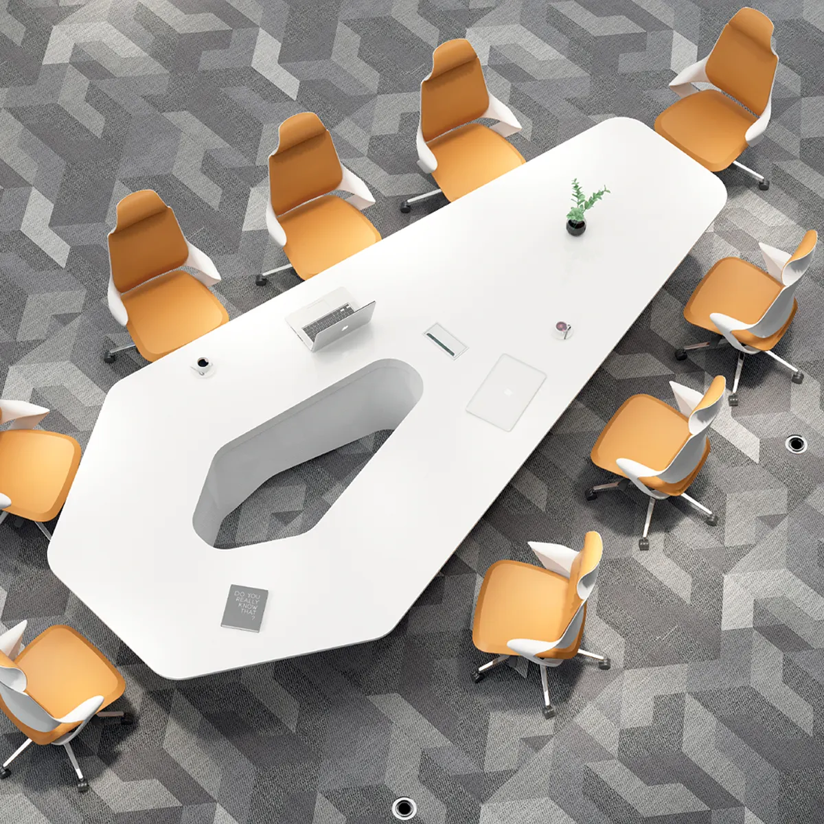 Muebles de oficina inteligentes de alta tecnología, mesa de conferencia para habitación de 8, 10, 12, 14, 16, 18 y 20 personas personalizadas, color blanco moderno