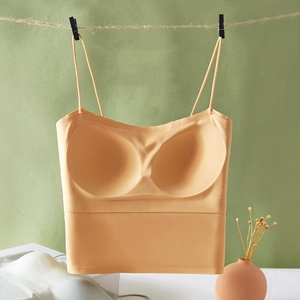 Breathable Solid Color Crop <strong>Cami</strong> <strong>Top</strong> for Women Non Slip Padded <strong>Built</strong> <strong>in</strong> <strong>Bra</strong> Tank <strong>Top</strong> All <strong>in</strong> One <strong>Bra</strong> Camisole - Product Image 3