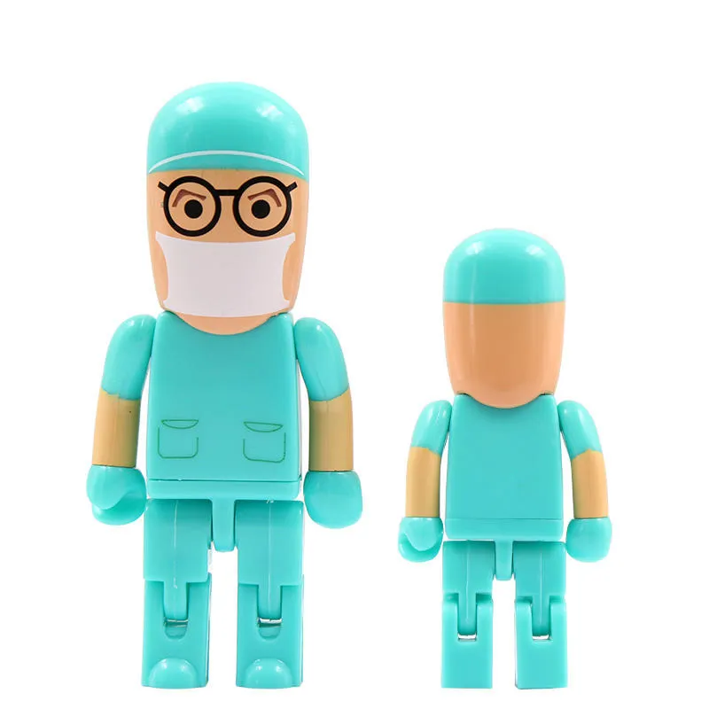 Bác Sĩ Y Tá Robot Hình Nhựa Flash Pen Drive Phim Hoạt Hình Memory Stick 2.0 3.0 Pendrivers 8 Gb Với Logo Tùy Chỉnh