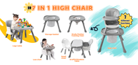 Chaise haute bébé moderne 7 en 1 en plastique, réglable en hauteur, multifonctionnelle, pliable, écologique, portable, pour usage hôtelier, pour repas d'enfants