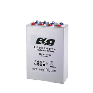 ESG 2V1000AH 2000AH 3000AH Tubulaire Solaire OpzV เจลบริสุทธิ์รอบลึกแบตเตอรี่พลังงานแสงอาทิตย์สำหรับสถานีพลังงานแบตเตอรี่