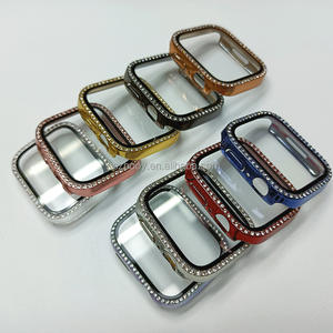 Pare-chocs PC Diamond Bling galvanoplastie avec étuis de protection en verre pour <span class=keywords><strong>Apple</strong></span> <span class=keywords><strong>Watch</strong></span> <span class=keywords><strong>45</strong></span> 44 42 41 40 38 <span class=keywords><strong>mm</strong></span> pour IWatch Series 4 5 6 <span class=keywords><strong>7</strong></span> - Product Image 2