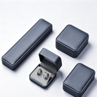 Boîte à bijoux rectangulaire bleue personnalisée de luxe, étui de présentation de bague en velours doux de qualité supérieure pour emballage cadeau de marque haut de gamme