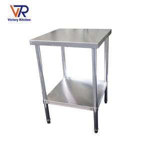 VICTORY KITCHEN Equipement de cuisine commerciale Table de travail de préparation en acier inoxydable à 4 pieds Banc de travail en inox pour laboratoire et restaurant - Product Image 1