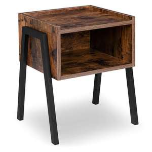 <strong>Slim</strong> Industrial Loft Rustic Black Powder-coated Steel <strong>Bedside</strong> <strong>Table</strong> with Magazine Storage Shelf Laminated Panels - Product Image 3
