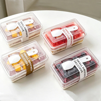 MOQ 100 sets – Gobelets rectangulaires en plastique pour mousse, yaourt, crème glacée, chocolat, desserts, salades et puddings, avec couvercle et cuillère