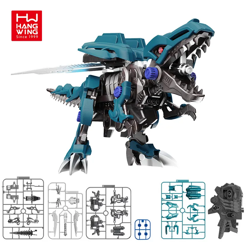 HW Perakitan Blok Bangunan Pendidikan 3D Puzzle Robot Dinosaurus Pedang Tyrannosauru Rex Mainan Diy Dinosaurus untuk Anak-anak