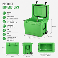 Glacière roulante 40L prête pour l'expédition avec poignée de valise pour le camping en extérieur, la pêche – Boîte isotherme rotomoulée en LLDPE