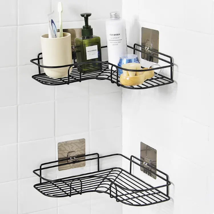 No-punch corner shelving Hygienist Toiletries Rack Bathroom wall Hanging Kitchen tripod stainless Steel toothbrush organizer