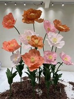 Fleurs artificielles faites à la main, décoration de stand, fleurs géantes en papier organza pour mariage, Noël, remise de diplôme