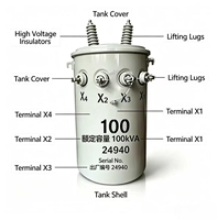 Transformateur de distribution monophasé monté sur poteau, 100 kVA, immergé dans l'huile, 480 V, 110 V/220 V, 50 Hz, D11
