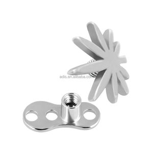 Piercing microdermique en acier inoxydable plaqué, motifs feuilles de chanvre, pour ancrages dermiques, bijoux de piercing pour mariage et fiançailles - Product Image 4