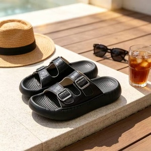 Sandales d'été pour hommes en cuir imprimé croco à double boucle, respirantes, antidérapantes, à plateforme épaisse, décontractées, pour l'extérieur - Product Image 2