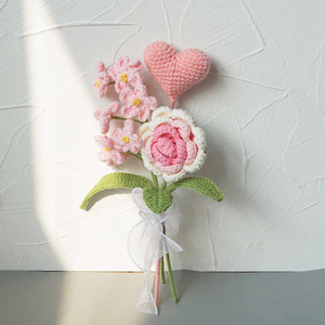 <span class=keywords><strong>Ramo</strong></span> de <span class=keywords><strong>rosas</strong></span> <span class=keywords><strong>y</strong></span> <span class=keywords><strong>tulipanes</strong></span> de ganchillo hecho a mano, flores <span class=keywords><strong>y</strong></span> plantas decorativas preservadas para regalos navideños - Product Image 3