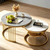 Table basse en dalle de roche de luxe léger pour salon, style moderne et minimaliste en fer forgé, idéale pour les petits appartements