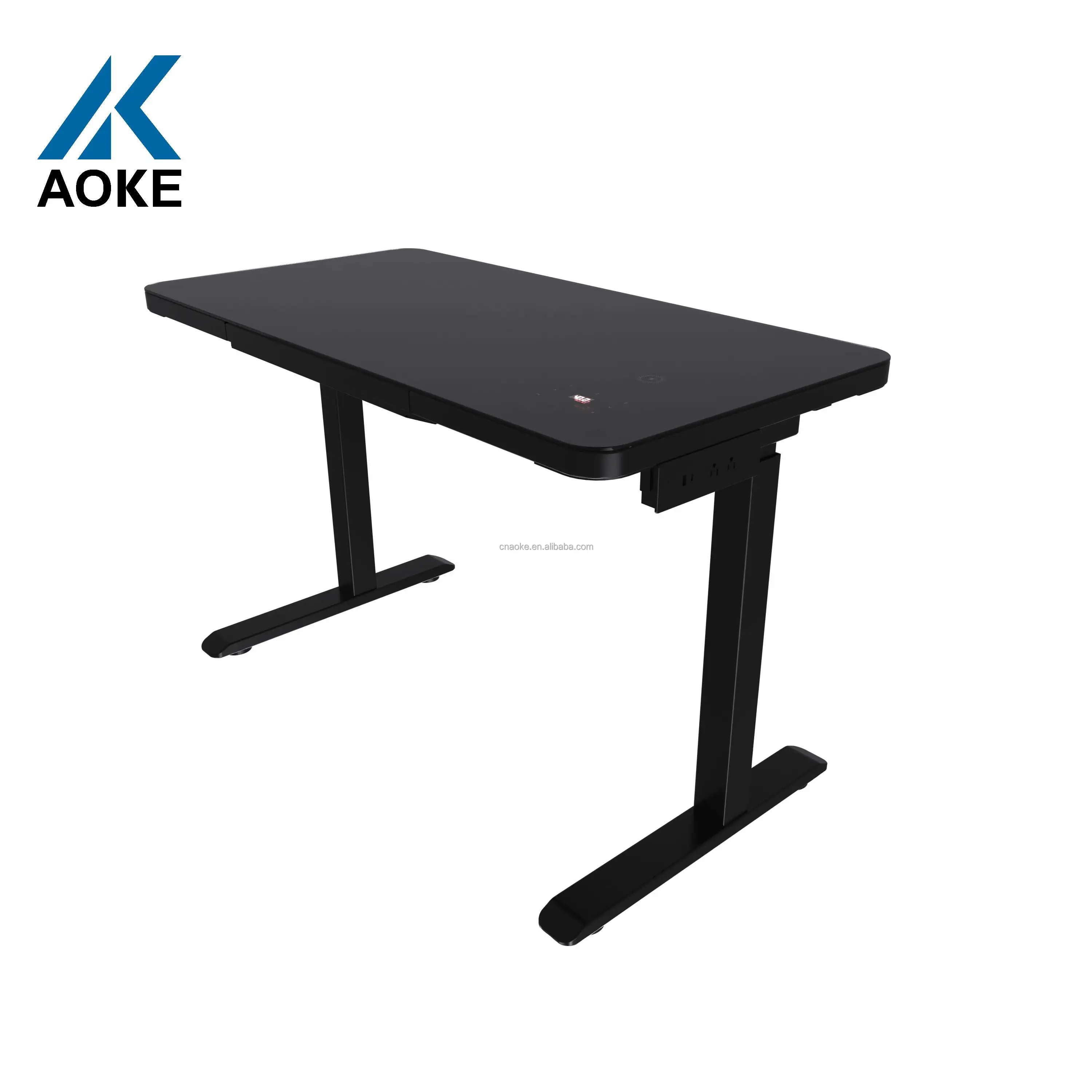 In Hoogte Verstelbare Staande Tafel Tafel Tafel Frame Glazen Top Bureau Computer Gaming Bureau