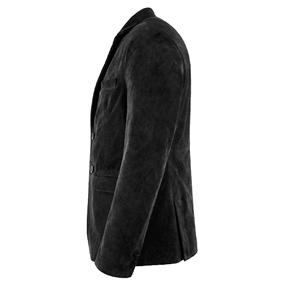 Blazer Homme en Cuir Suédé Noir 100% Véritable Personnalisé – Coupe Tendance, Marque Privée, OEM, Vente en Gros, Style Suédé Tendance - Product Image 2
