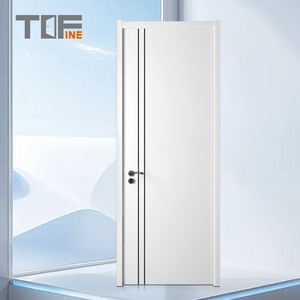 Moderno francés MDF PVC 8 pies oculto precolgado acero aluminio vidrio Interior secreto puertas de madera para casas con marcos - Product Image 1