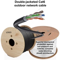 Cable Ethernet UTP Cat6 para Exteriores de Entierro Directo, Doble Revestimiento PE/PVC, Impermeable, Cable de Red LAN, Certificado CE ROHS, Sólido