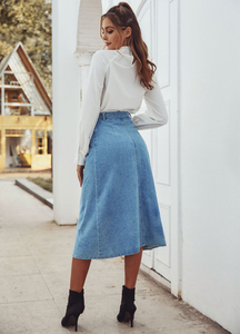 2024 New Fashion Denim Jean <strong>Skirt</strong> Women Light Blue Jean <strong>Skirts</strong> High Hip Circumference Jean <strong>Skirt</strong> for Lady - Product Image 3