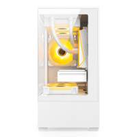 Boîtier PC Gaming DIY OEM 2026 Noir et Blanc avec Panneau Latéral en Verre Trempé, Tour Complète ATX en Acier et Alliage d'Aluminium, Refroidissement Liquide