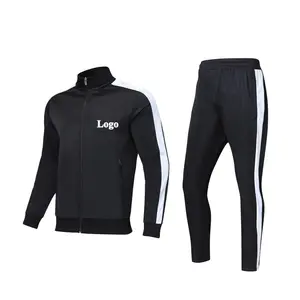 2022 Slim fit polyester erkek eşofman spor erkekler koşu kıyafetleri toptan yan şerit eşofman streetwear