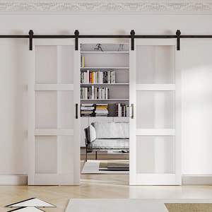 <span class=keywords><strong>Porte</strong></span> <span class=keywords><strong>coulissante</strong></span> en <span class=keywords><strong>bois</strong></span> massif moderne design d'intérieur chambre combinaison classique cadre en <span class=keywords><strong>bois</strong></span> blanc portes de grange coulissantes doubles en verre - Product Image 3