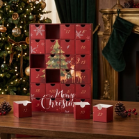 Boîte de calendrier de l'avent de Noël personnalisée avec 24 tiroirs, calendrier de compte à rebours, boîte cadeau en carton de luxe pour chocolat et bonbons