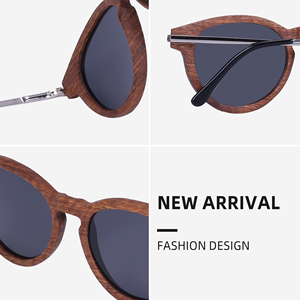 Lunettes de soleil en bois avec logo personnalisé, monture en bambou, style mode, verres miroir noirs, monture métallique, style à ressort, protection UV, verres colorés, légères, adaptées à tous les âges - Product Image 4