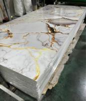 Panneaux muraux en PVC imitation marbre brillant pour la décoration intérieure, feuilles de PVC effet marbre UV en gros