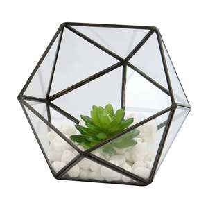 Modern <b>Geometric</b> Glass <b>Terrarium</b> Wall Hanging Ideal for Indoor Use Stylish Polyhedron Diamond Shape Pot for Tabletop Window Sill - Product Image 1