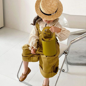 Bán buôn Boutique mùa xuân mùa thu trẻ em trang phục 2pcs sọc Top + vải to sợi Overalls cô gái giản dị Quần áo bộ - Product Image 5