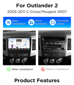 Junsun-<span class=keywords><strong>Autoradio</strong></span> Android Qualcomm pour Outlander 2 2005-2011 C-Cross/Peugeot 4007 Apple CarPlay Stéréo 360 Caméra 1.8 Ghz - Product Image 2