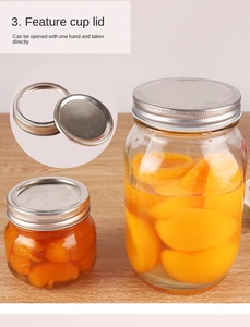 16 औंस चौड़ा मुंह ग्लास मसाला जार जार खाद्य भंडारण और जाम जार जार के लिए एल्यूमीनियम ढक्कन के साथ नियमित बैंड - Product Image 3