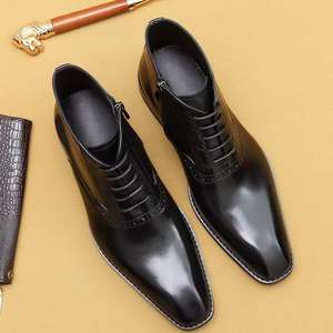 Bottes pour hommes de haute qualité, best-seller, en cuir véritable, à lacets, respirantes, formelles, de style business, à la cheville - Product Image 5