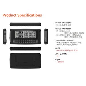 Sistema de Puntuación de Dardos con Alimentación USB, Pantalla LCD de Alto Contraste, Puntuación Automática y Diseño de Botones Sencillo para Multijugador - Product Image 3