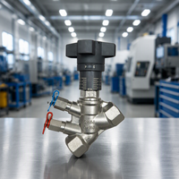 Vanne de régulation double en acier inoxydable DN15 DN25 DN32 DN40 DN50 avec bouchons d'essai