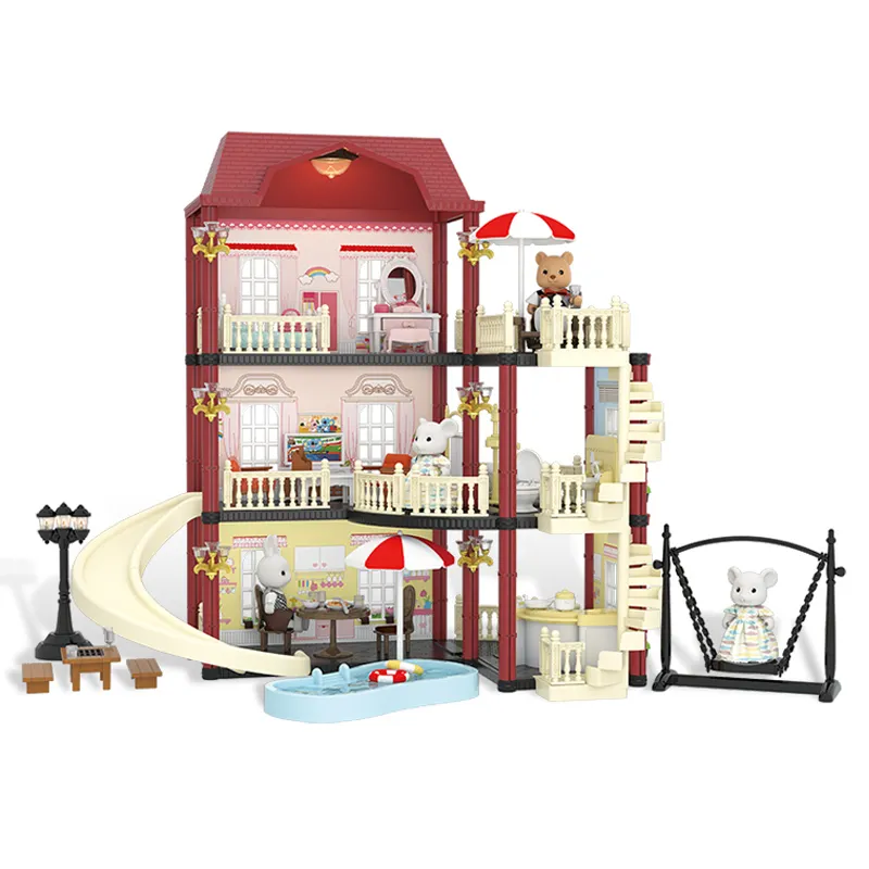 2022 New Koala Diary Castle Kinder möbel und Spielzeug Spielhaus mit Rutsche Pretend Play Set Puppenhaus