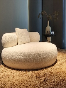 Großer Weißer Fetter Internet-Star Ins Cream Style Schlafzimmer Balkon Einzelner Runder Lammwoll-Tatami Liegestuhl Faulenzerstuhl - Product Image 5