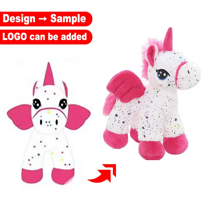 Boneka kustom unicorn pelangi, mainan dudukan barang 25cm unicorn