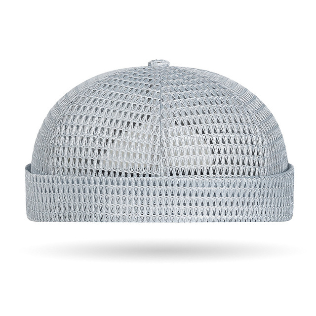 Summer New Large-Grid Mesh Breathable Brimless Bucket Hat Adjustable Hip-Hop Unisex  Landlord Tang-style Cap