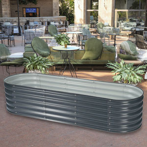 מודרני גדול מגולוון פלדה ערכת מטעים מוגבה גינה ערוגת פרחים צמחי תלה - Product Image 2