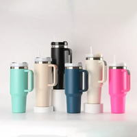 Thermos Classique Personnalisable Chaud/Froid 40oz avec Paille, Tasse de Voyage Isotherme en Acier Inoxydable Portable avec Poignée
