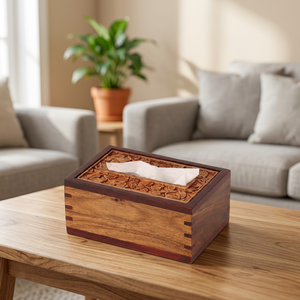 B.S. Boîte à mouchoirs en bois de style américain de qualité supérieure, design international, faite à la main, écologique, imperméable, pour table - Product Image 1